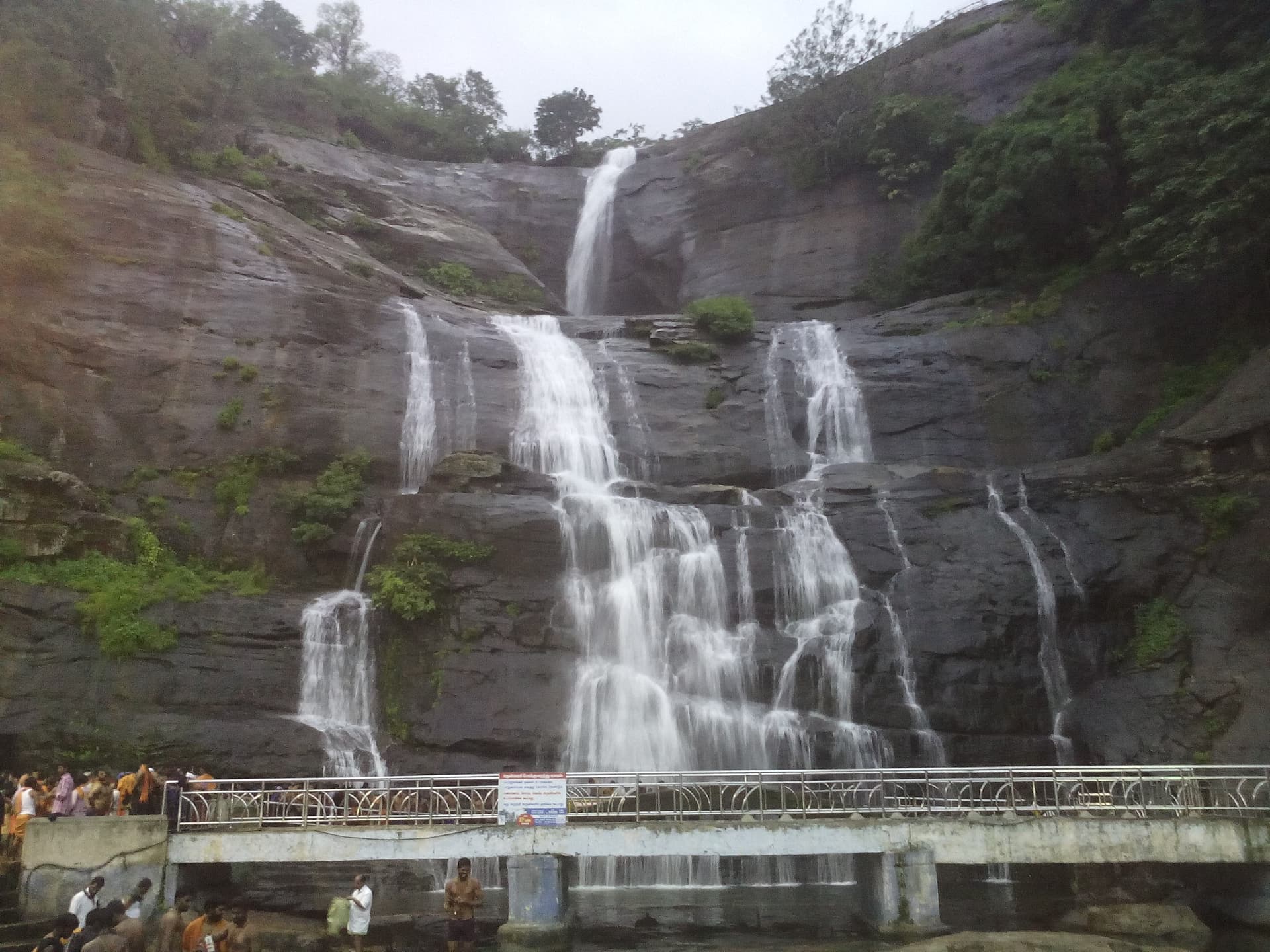 Front view of Courtallam Falls