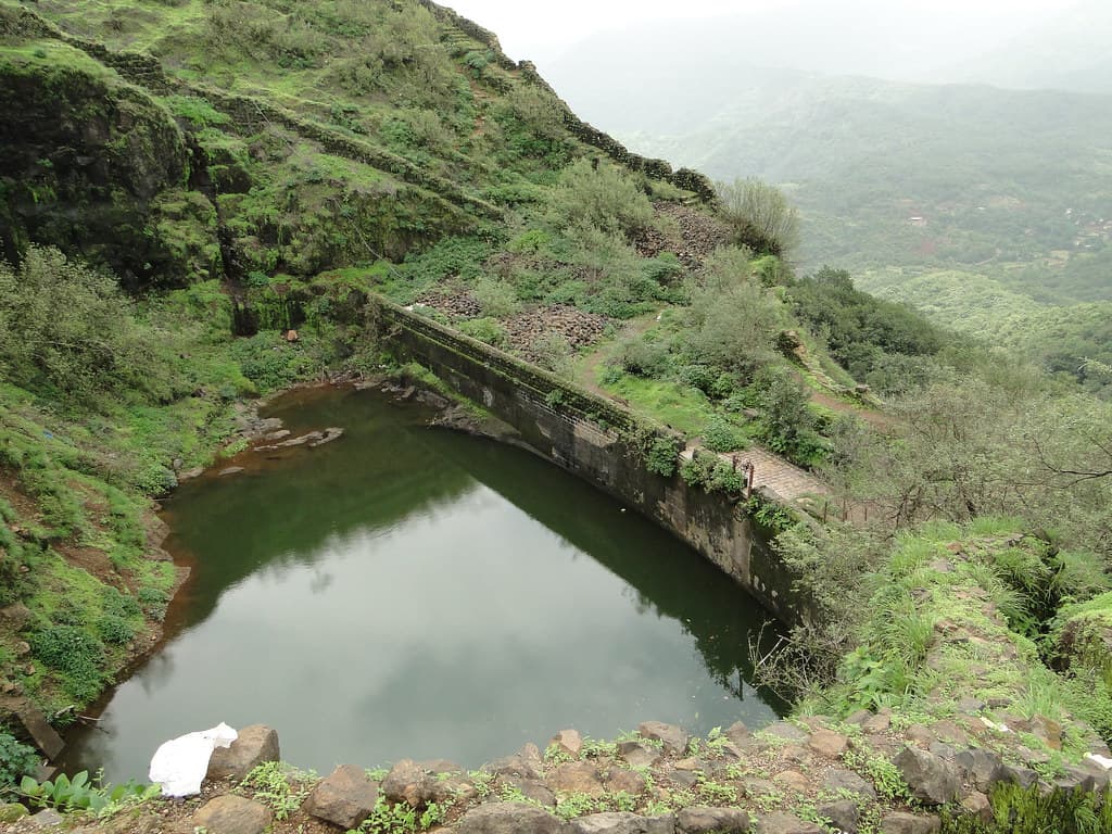 water tank inside prathapgad fort