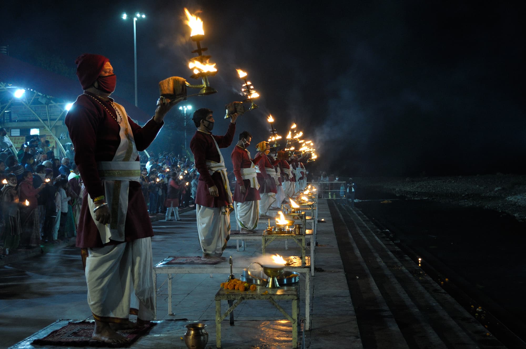 Aarti given at Triveni Ghat