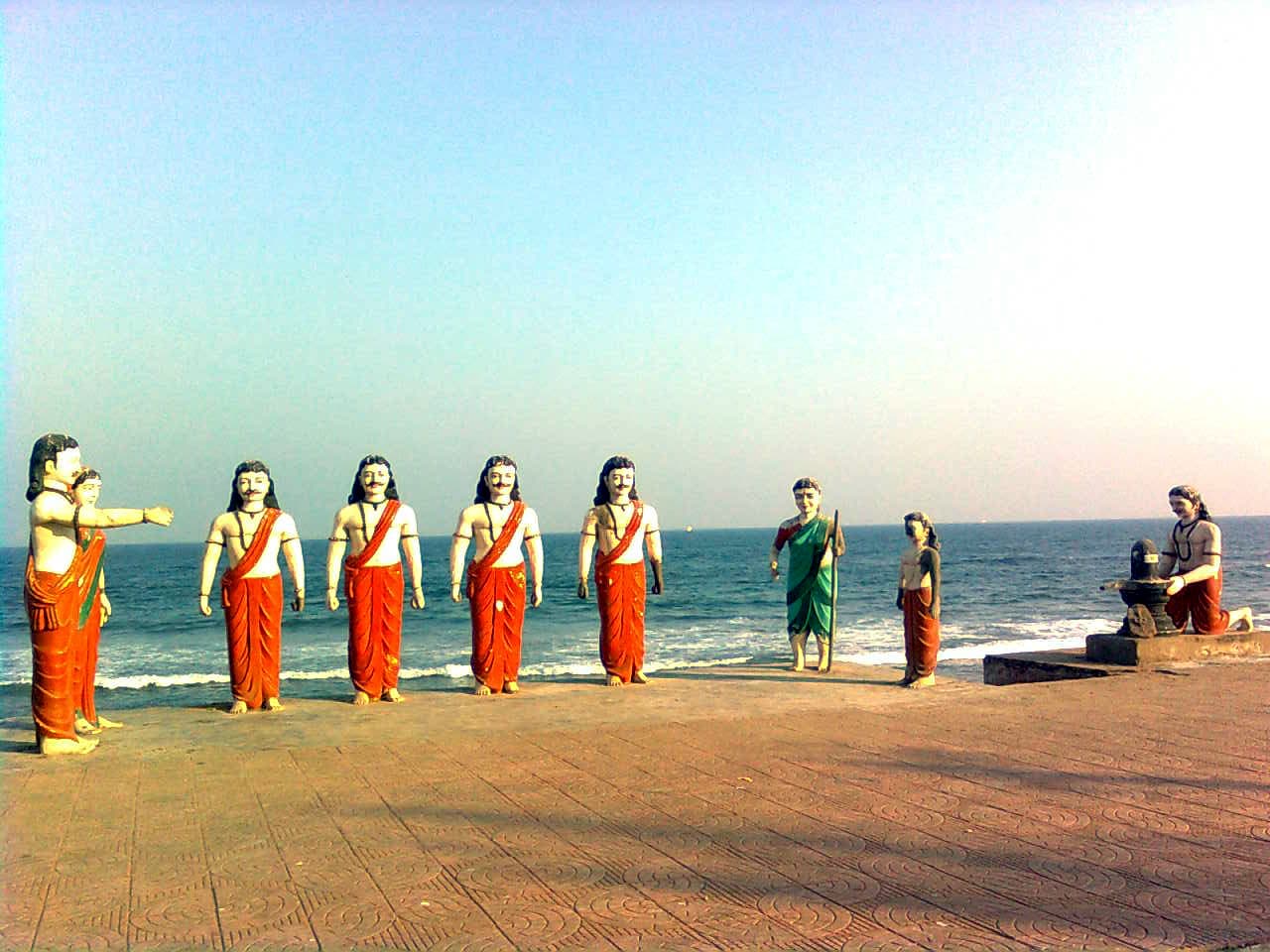 Pandavara statue in Bheemili Beach