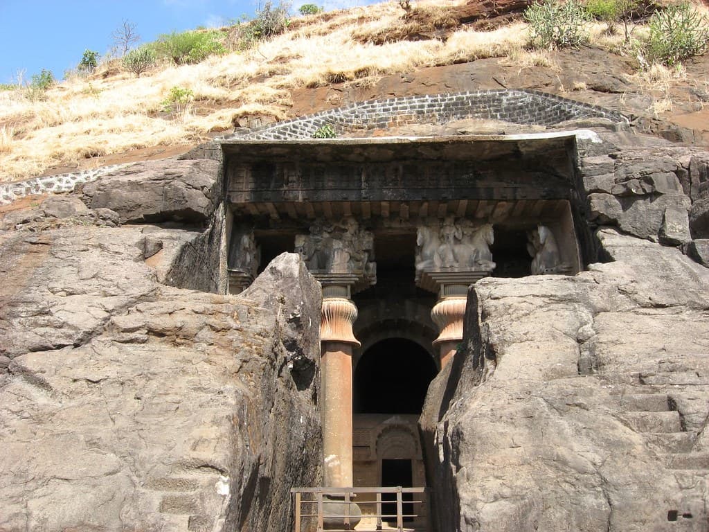 Pillars in Bedsa Caves