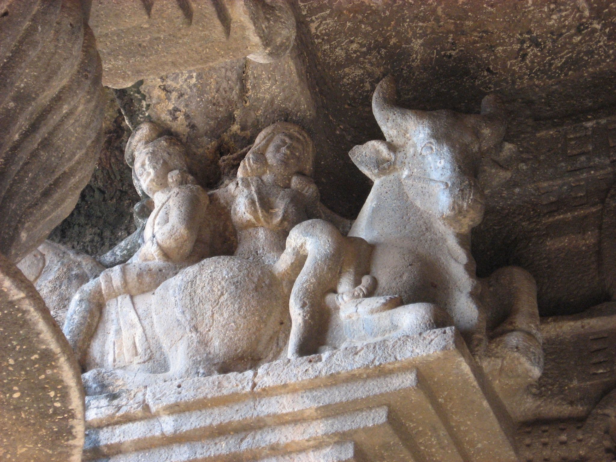 Stone carvings in Bedsa Caves