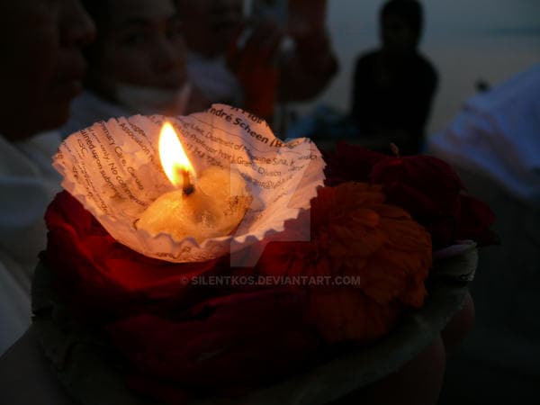 Oil lamps in ganga