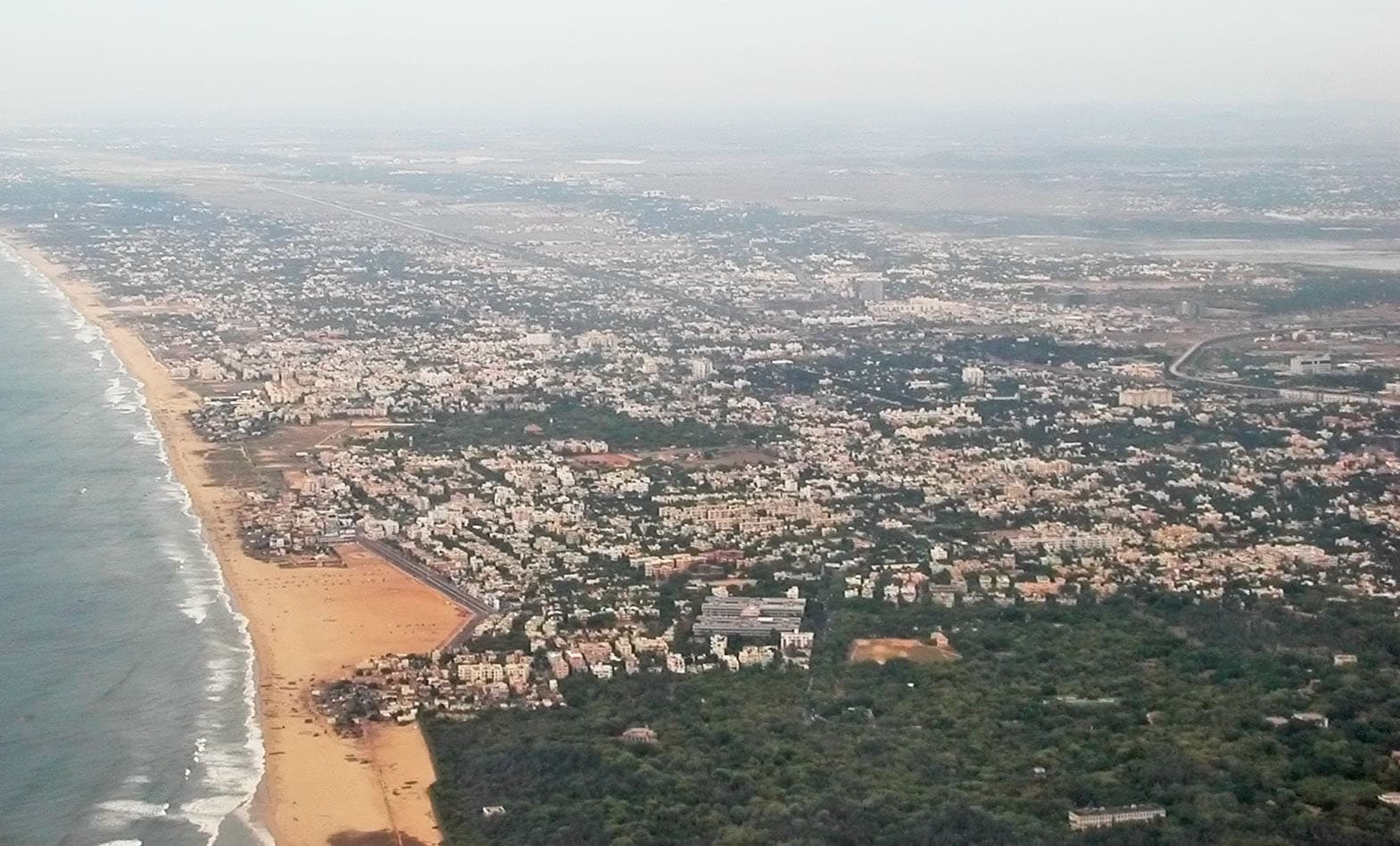 Besant Nagar Beach Ariel view