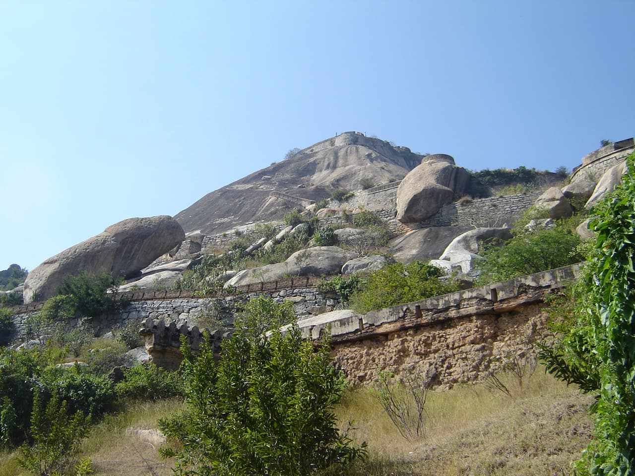 Stone pathway leading to Madhugiri Fort