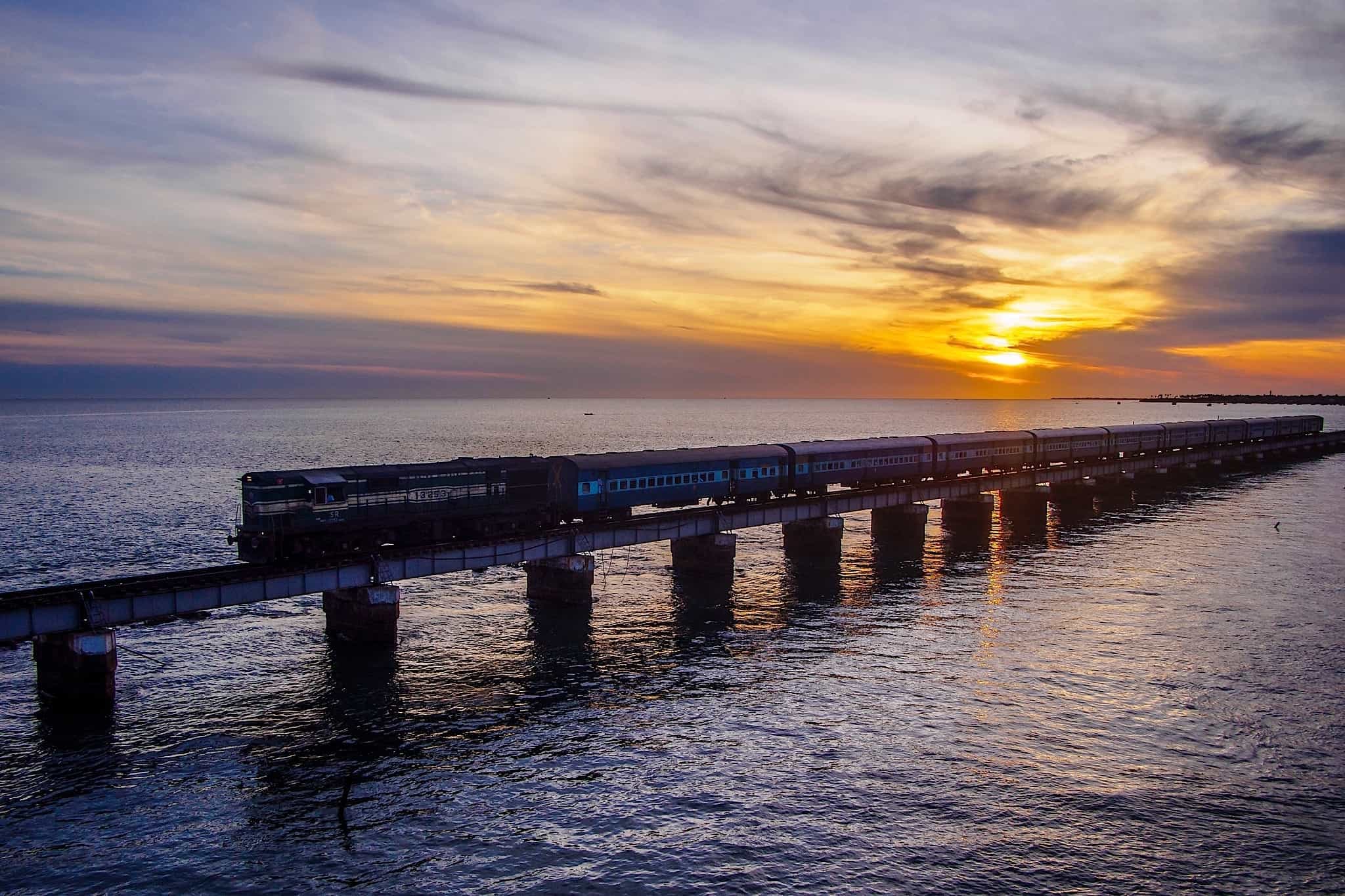 Pamban Bride drone view