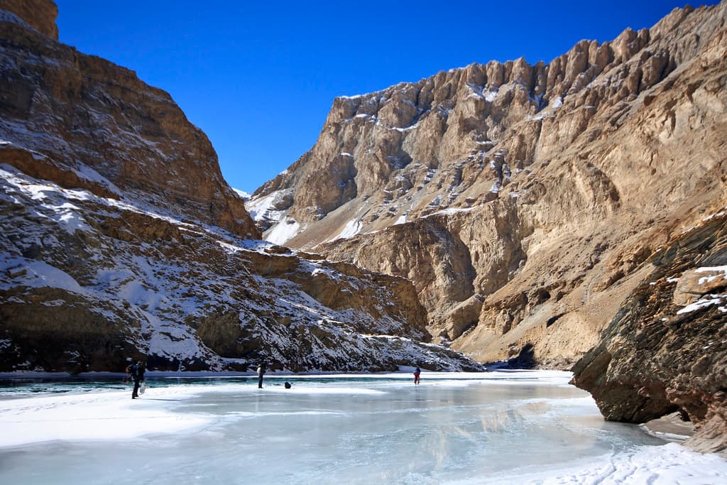 Snow and ice formations seen during Chadar Trek