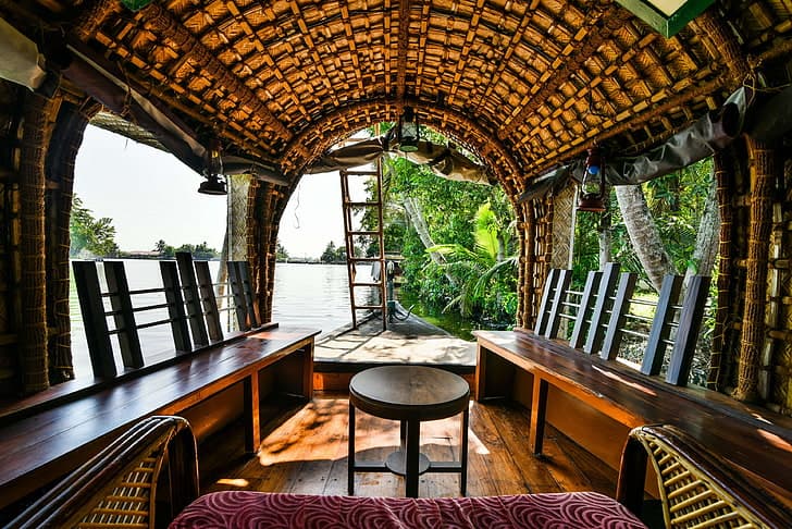 Inside view of boat house in Alleppey