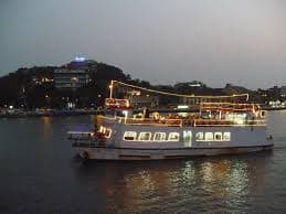 Tourists boarding a luxurious cruise on Mandovi River