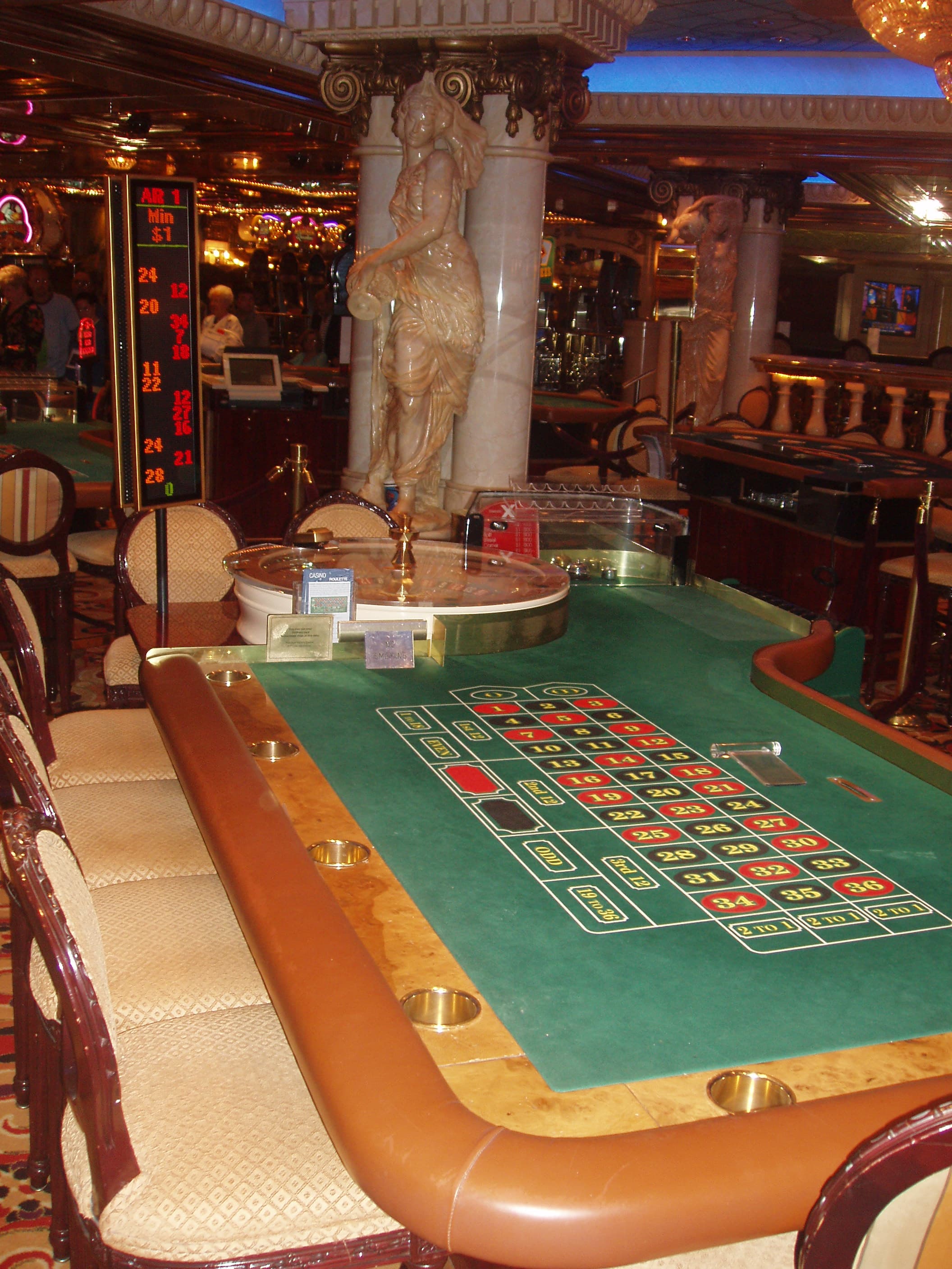 Tourists taking a break from gaming to enjoy drinks on the cruise.