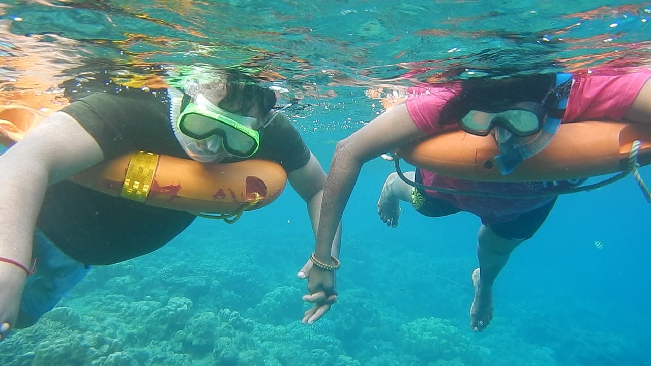 Snorkelers exploring the vibrant marine life at Grande Island