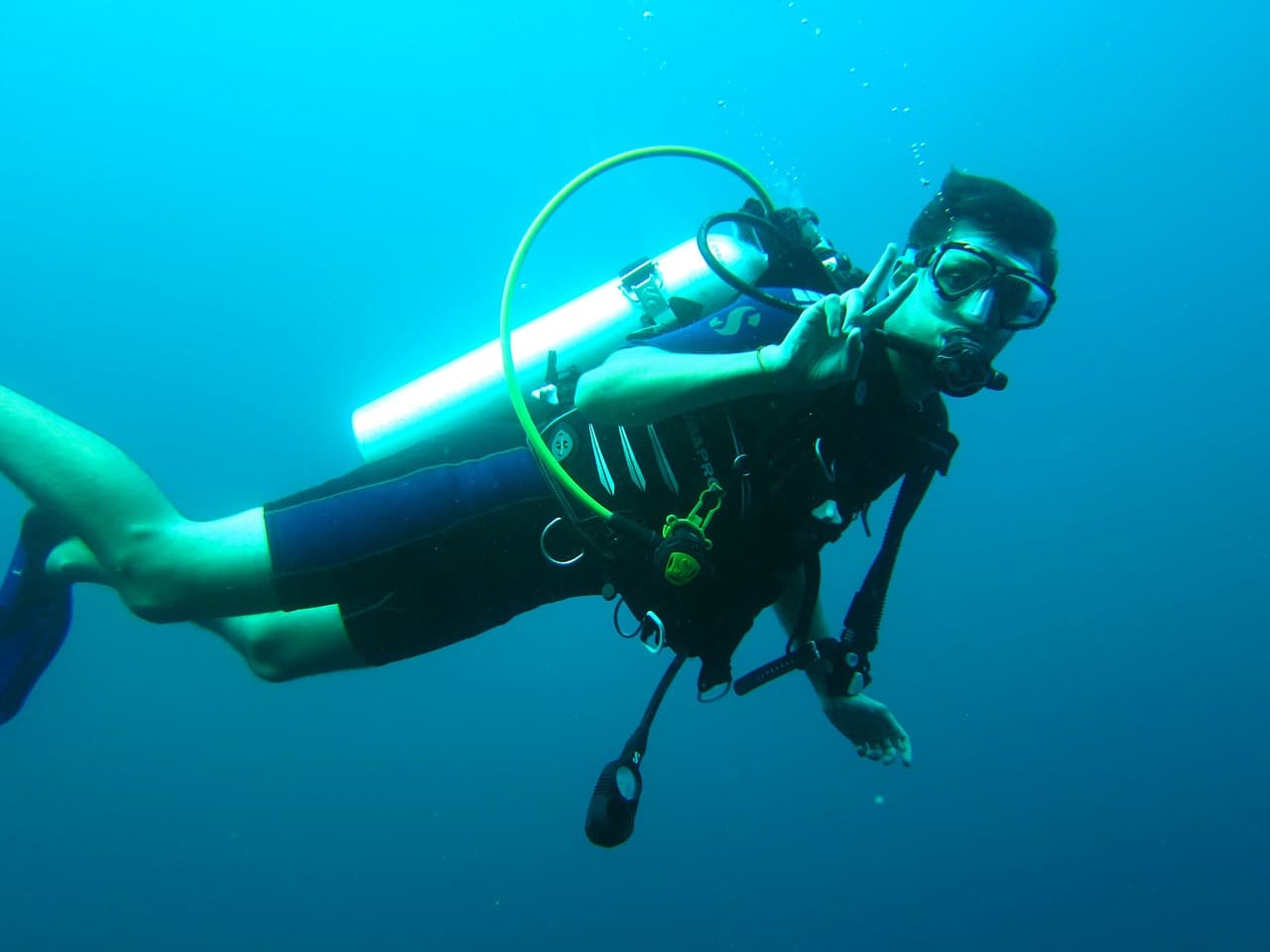 Scuba diver exploring the depths of the Arabian Sea near Malvan