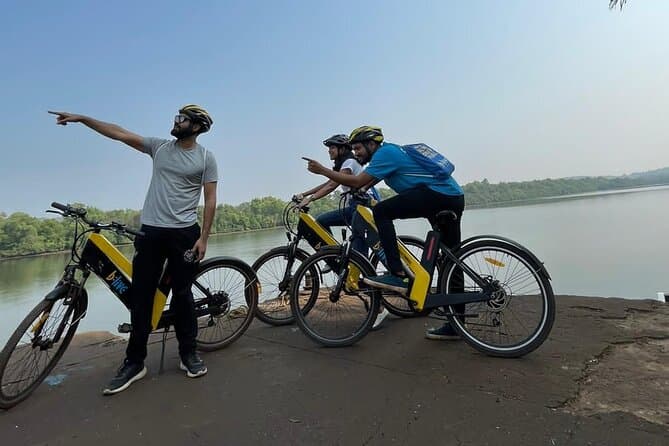 A peaceful cycling trail surrounded by trees on Chorao Island