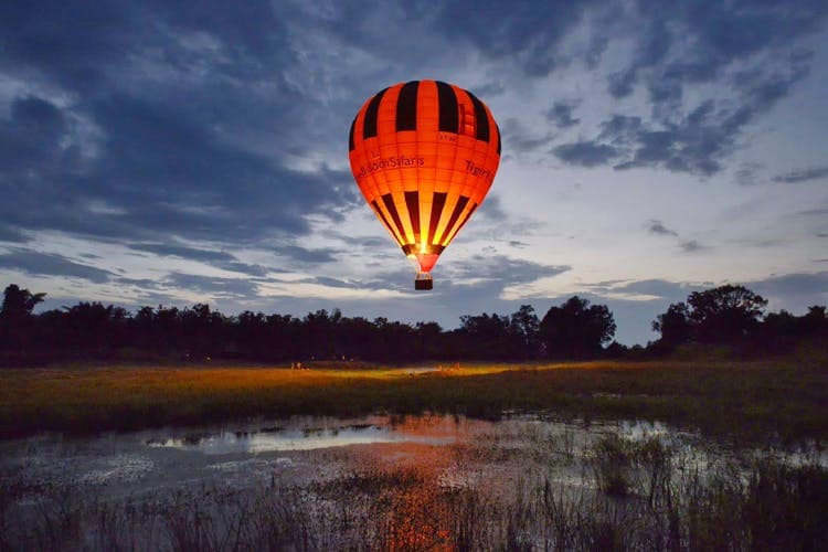 Hot air balloon soaring over Jakkur