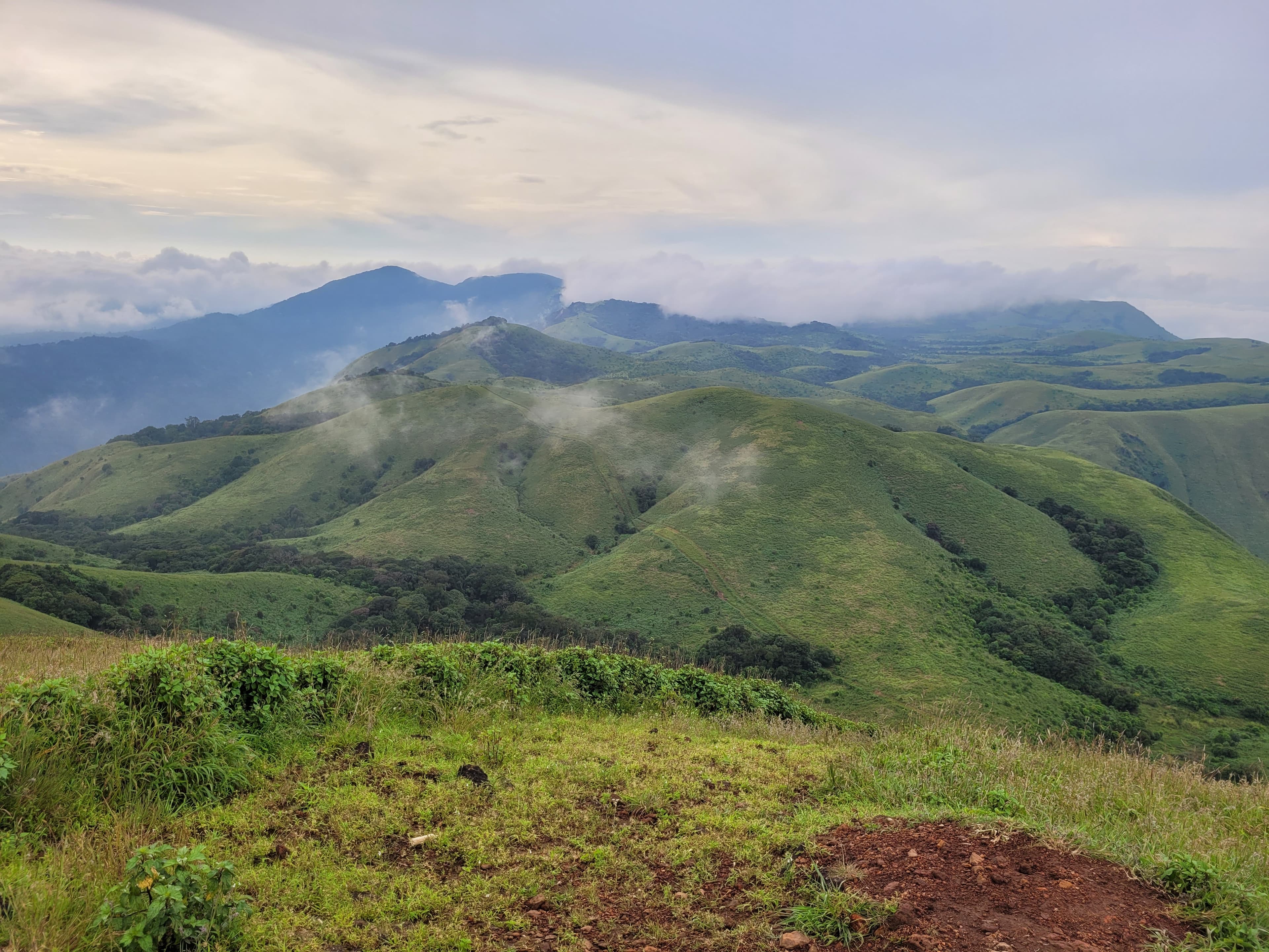 Misty mountain views along the Brahamagiri Trek