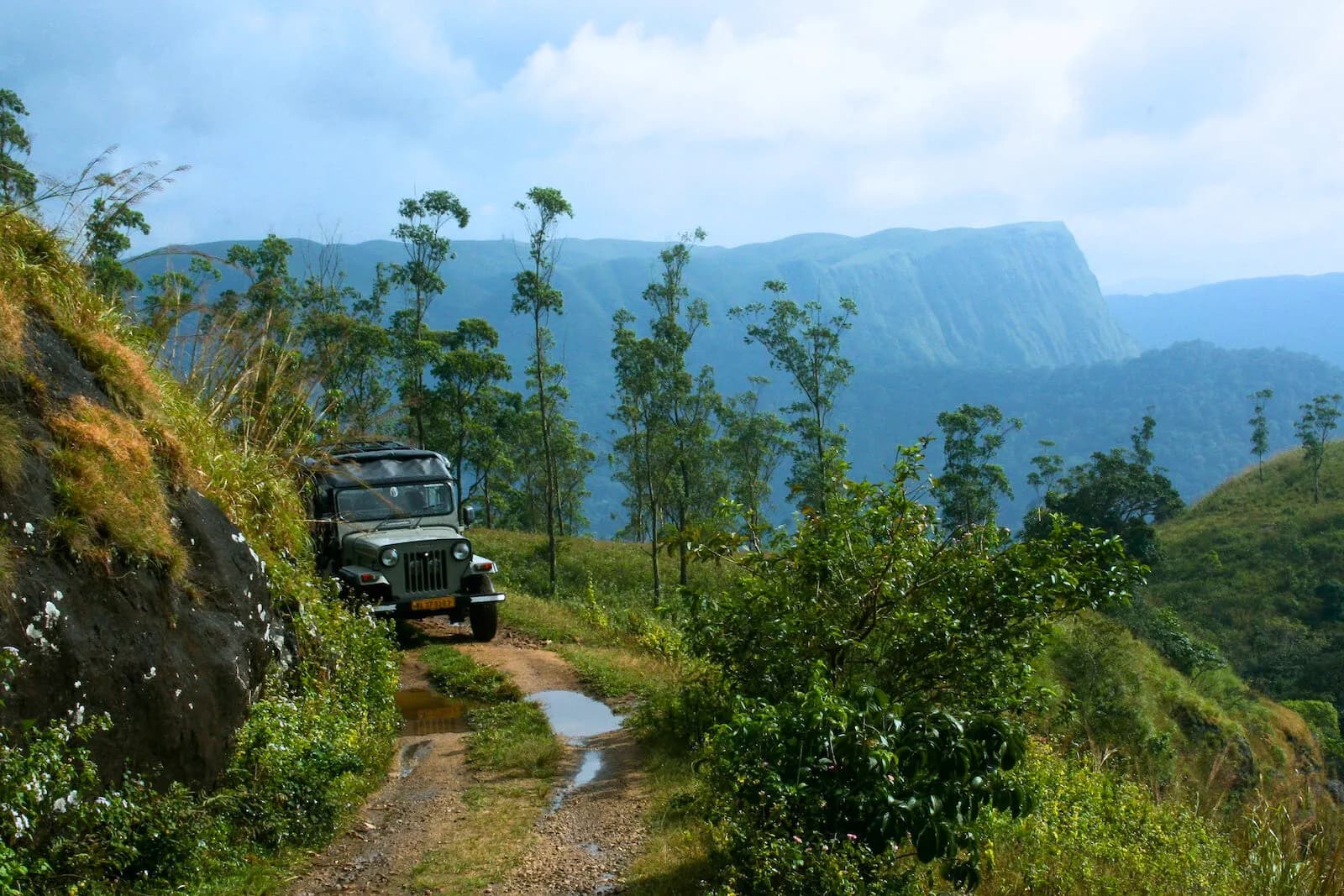 Chikmagalur Backpacking Tour: Journey Along a Scenic Hillside Road in Greenery