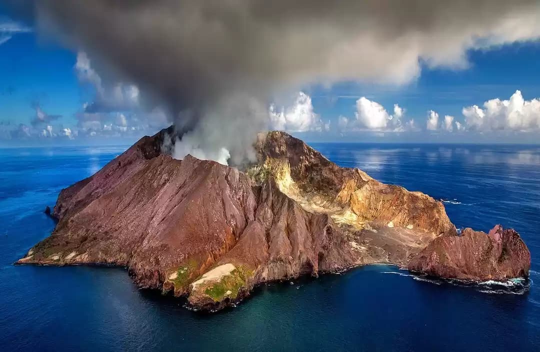 Active volcano's smoke in barren island