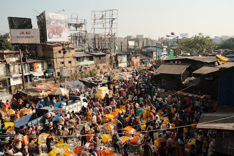 Aerial view of Colaba Causeway market
