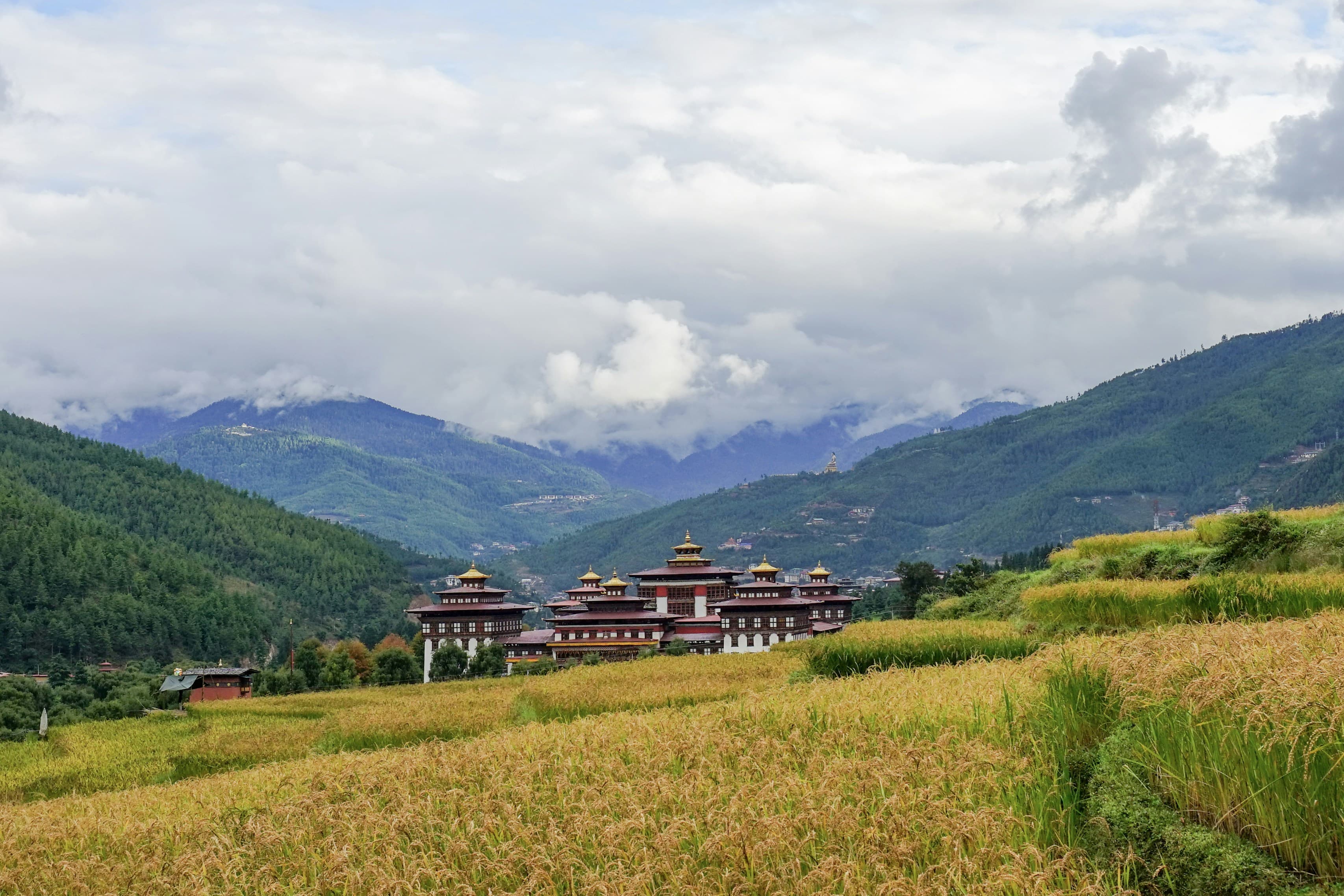 far view of Tashichho Dzong