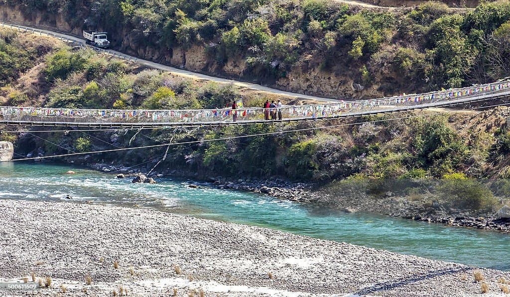 Suspension Bridge in Punakha