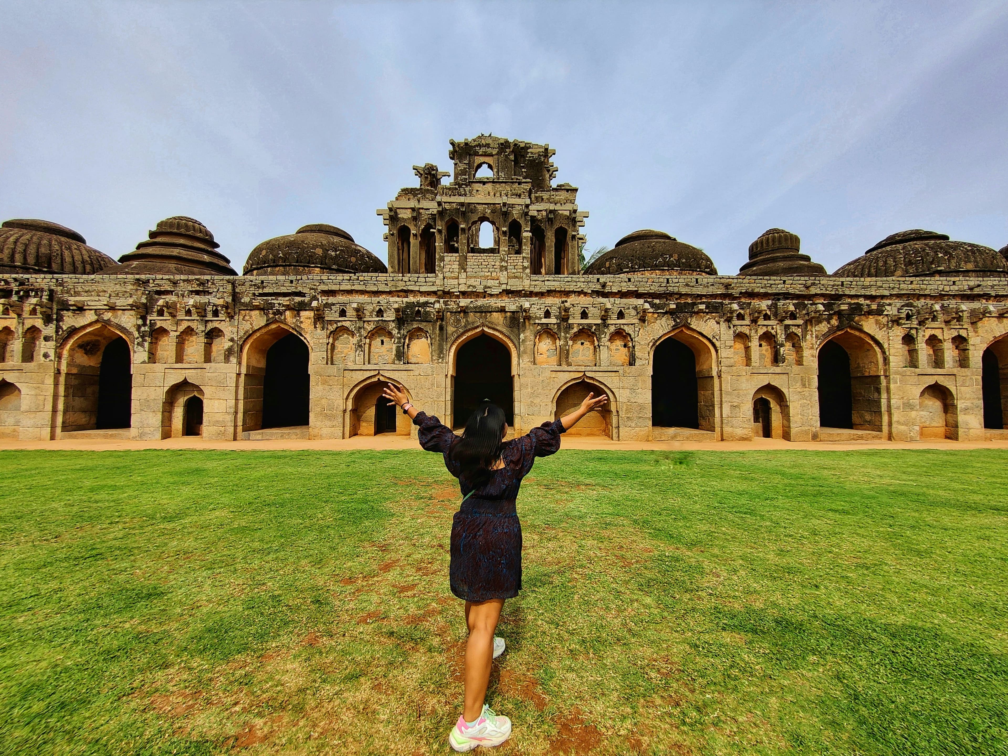 Visitors visiting elephant stables