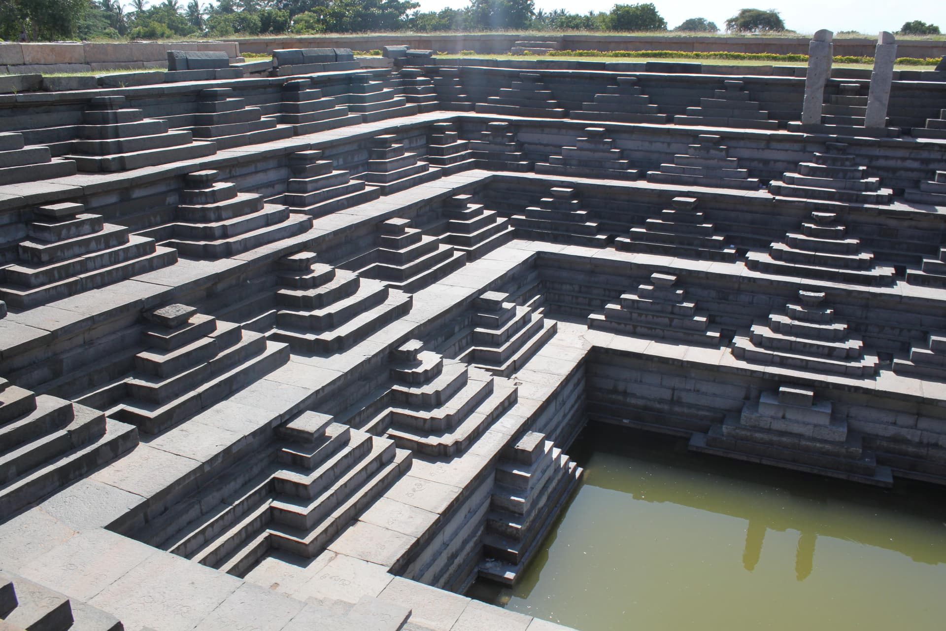 View of Stepped tank with partially filled water