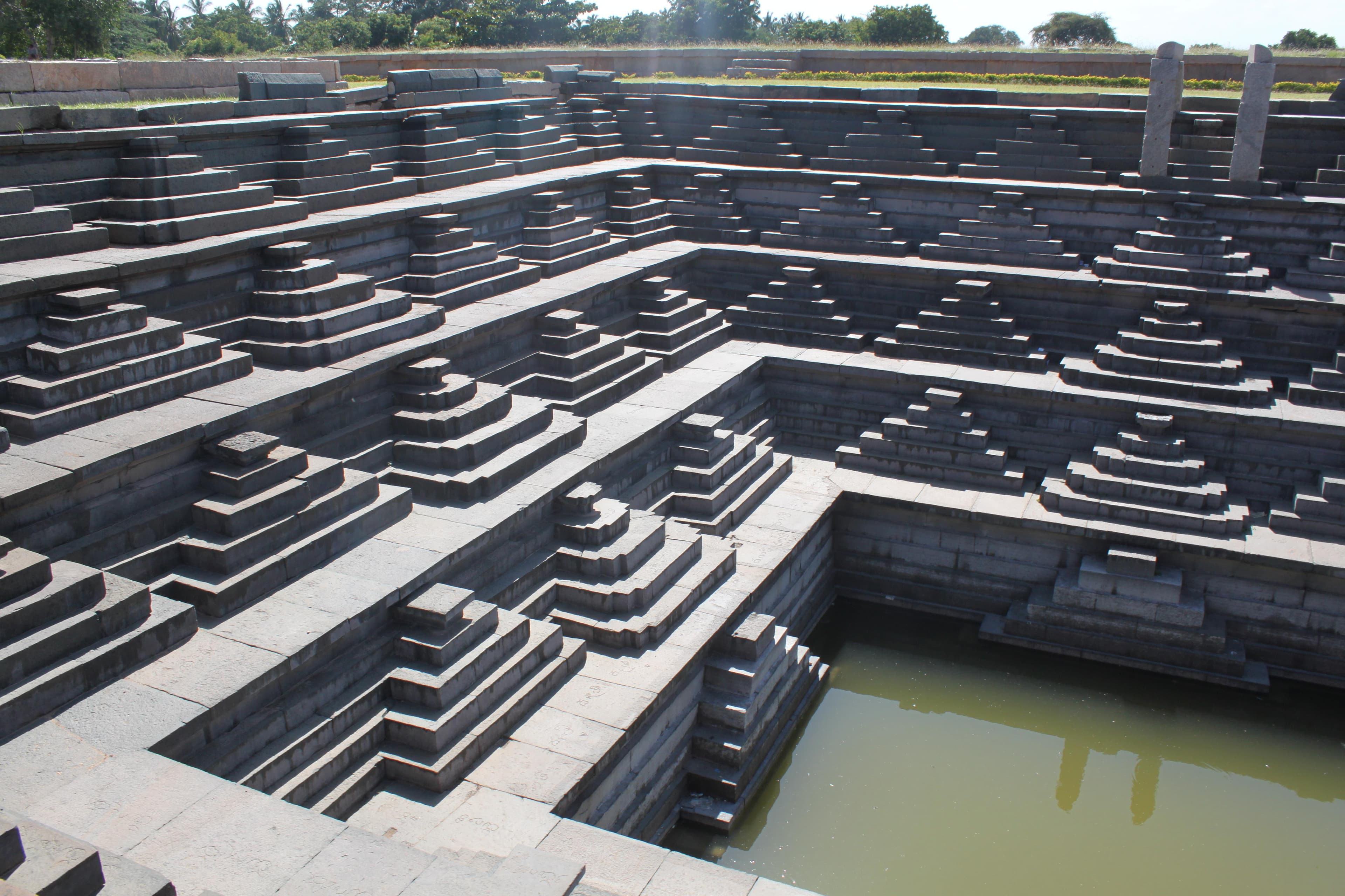 View of Stepped tank with partially filled water