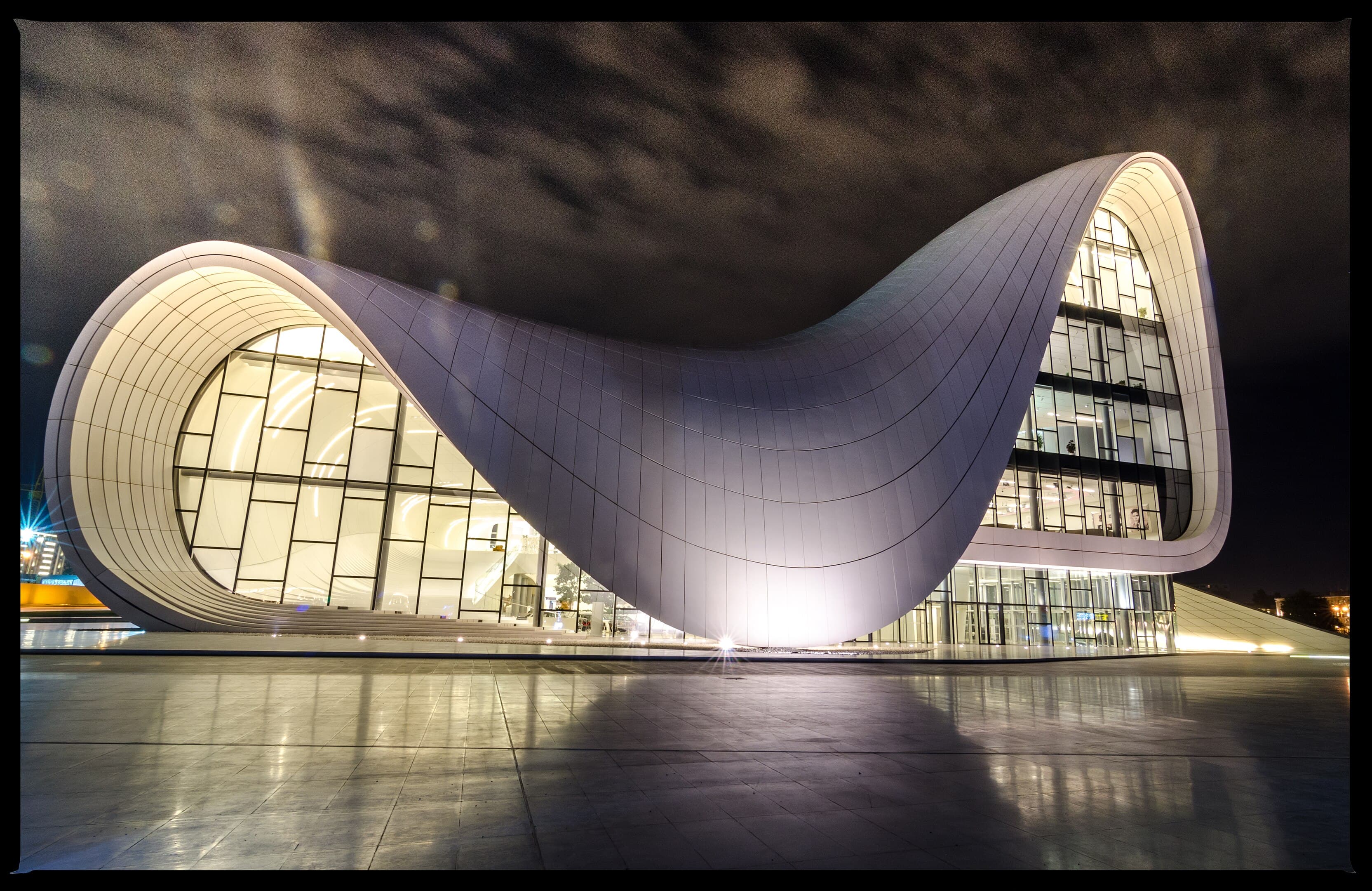 Heydar Aliyev Cultural Center at night