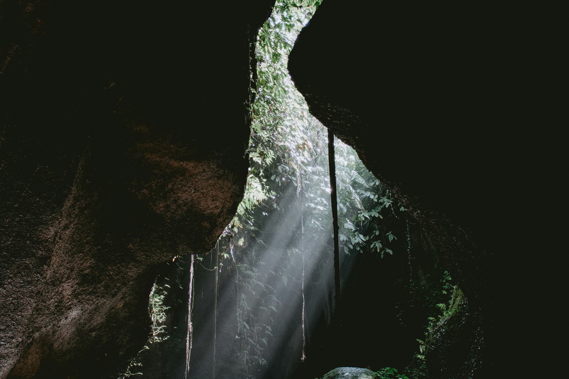 Water cascading at Tukad Cepung Waterfall