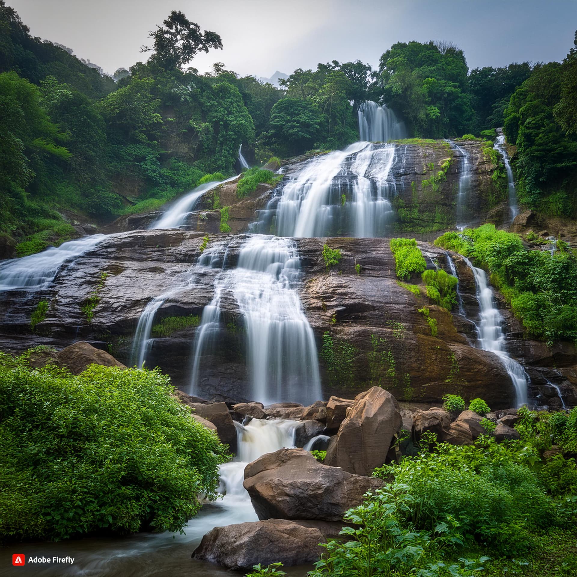 Forest and monsoon view of Hadlu Waterfall