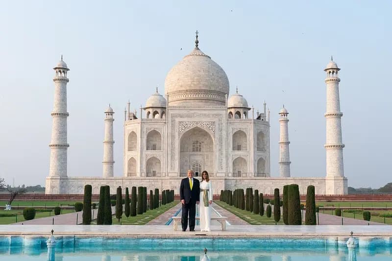 Taj Mahal with a backdrop of clear blue sky