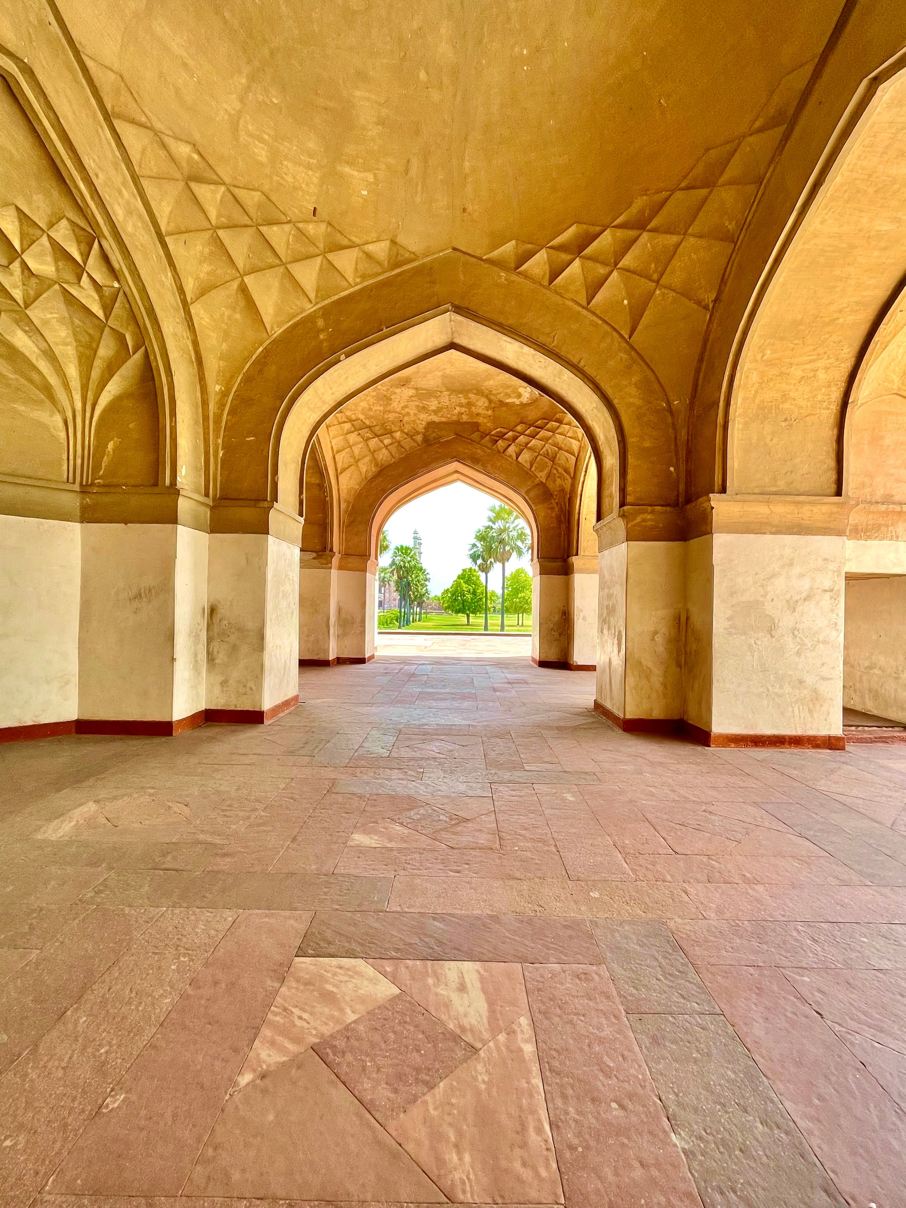 Symmetrical facade of Akbar's Tomb