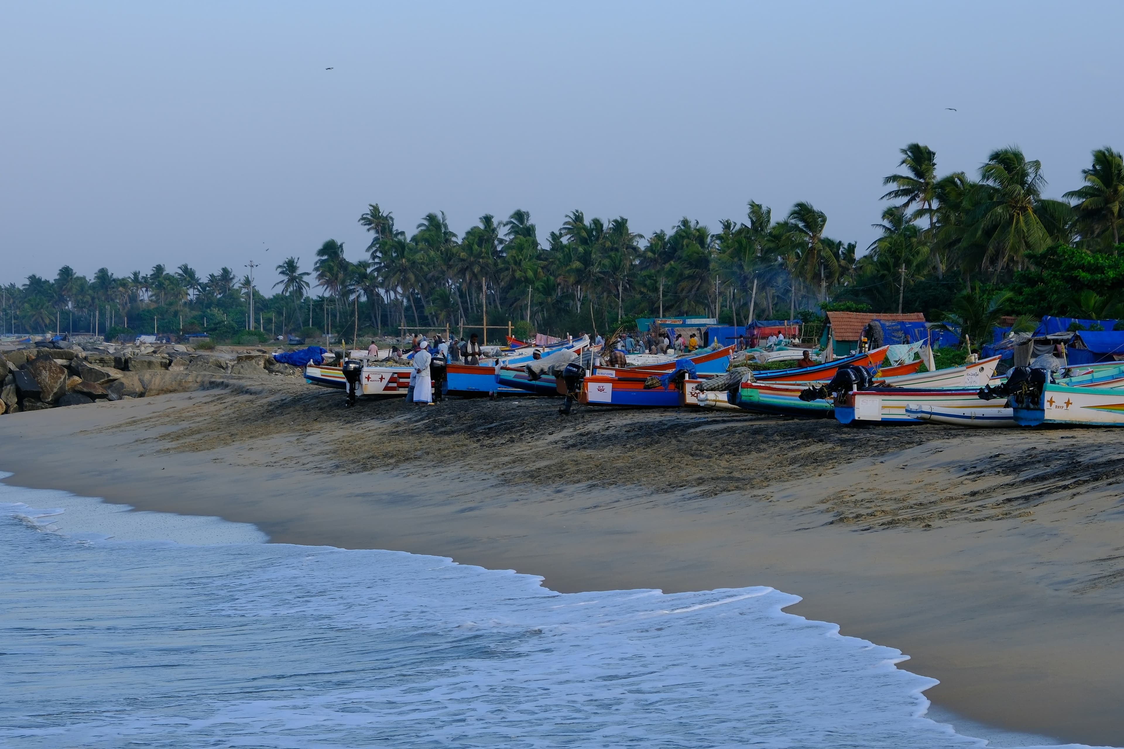 boats at varkala beach