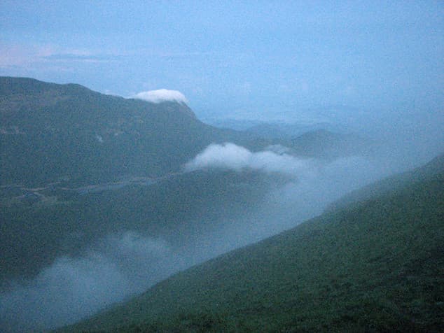 Cloudy view of Velliangiri Hill Temple