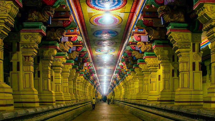 The interiors of a temple in Rameswaram