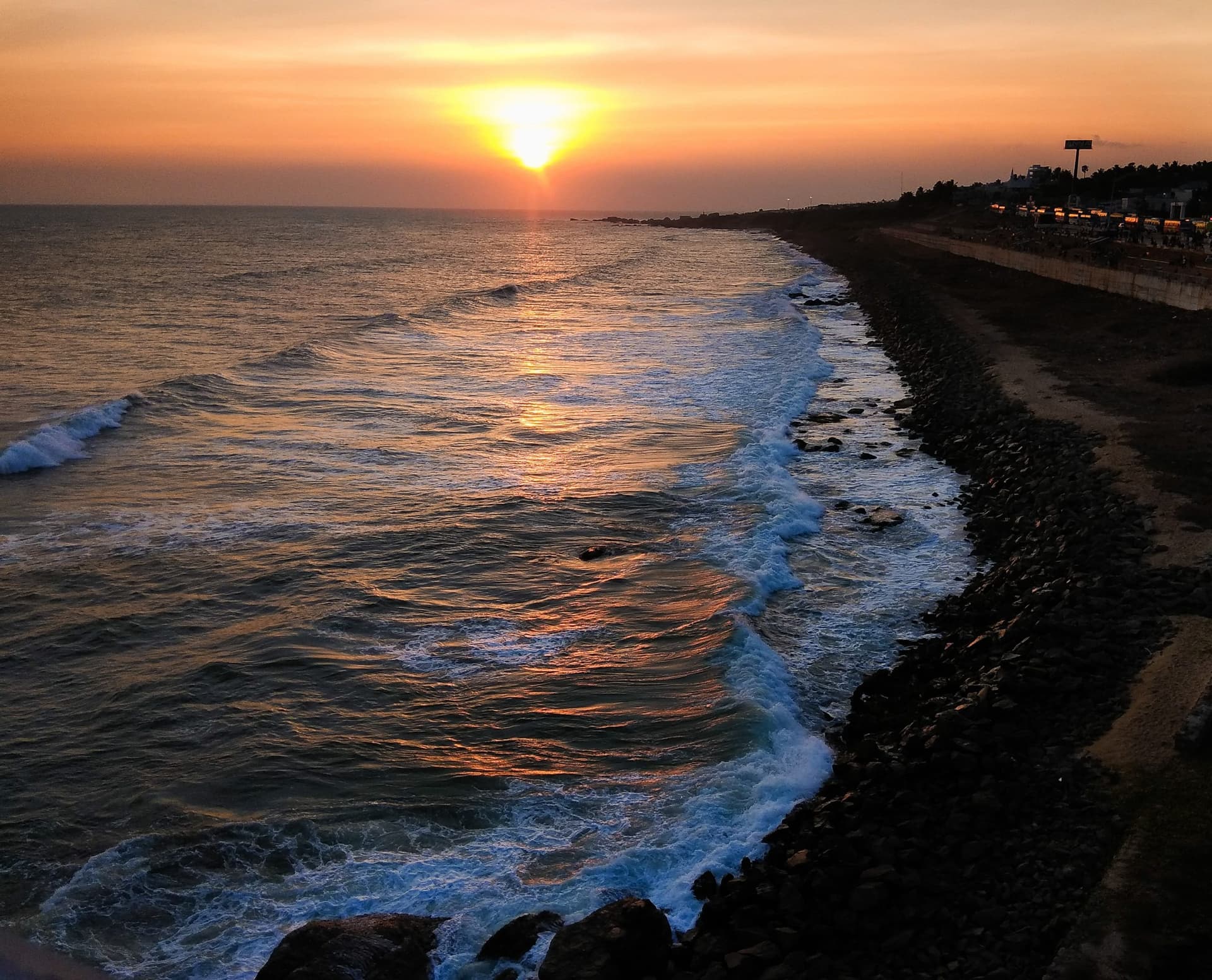 Sunset view in Kanyakumari Beach
