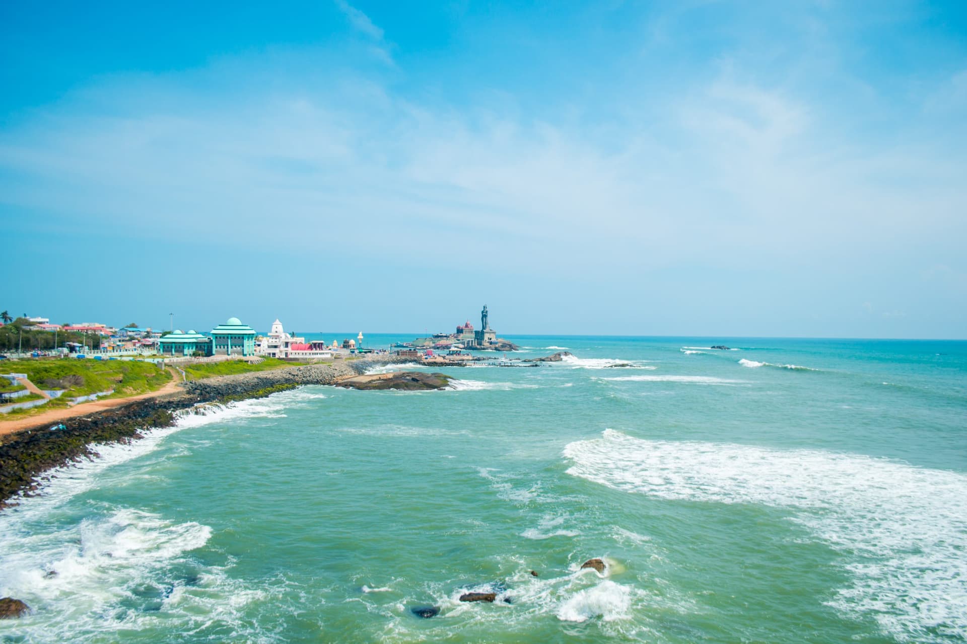 Aerial view of Kanyakumari Beach