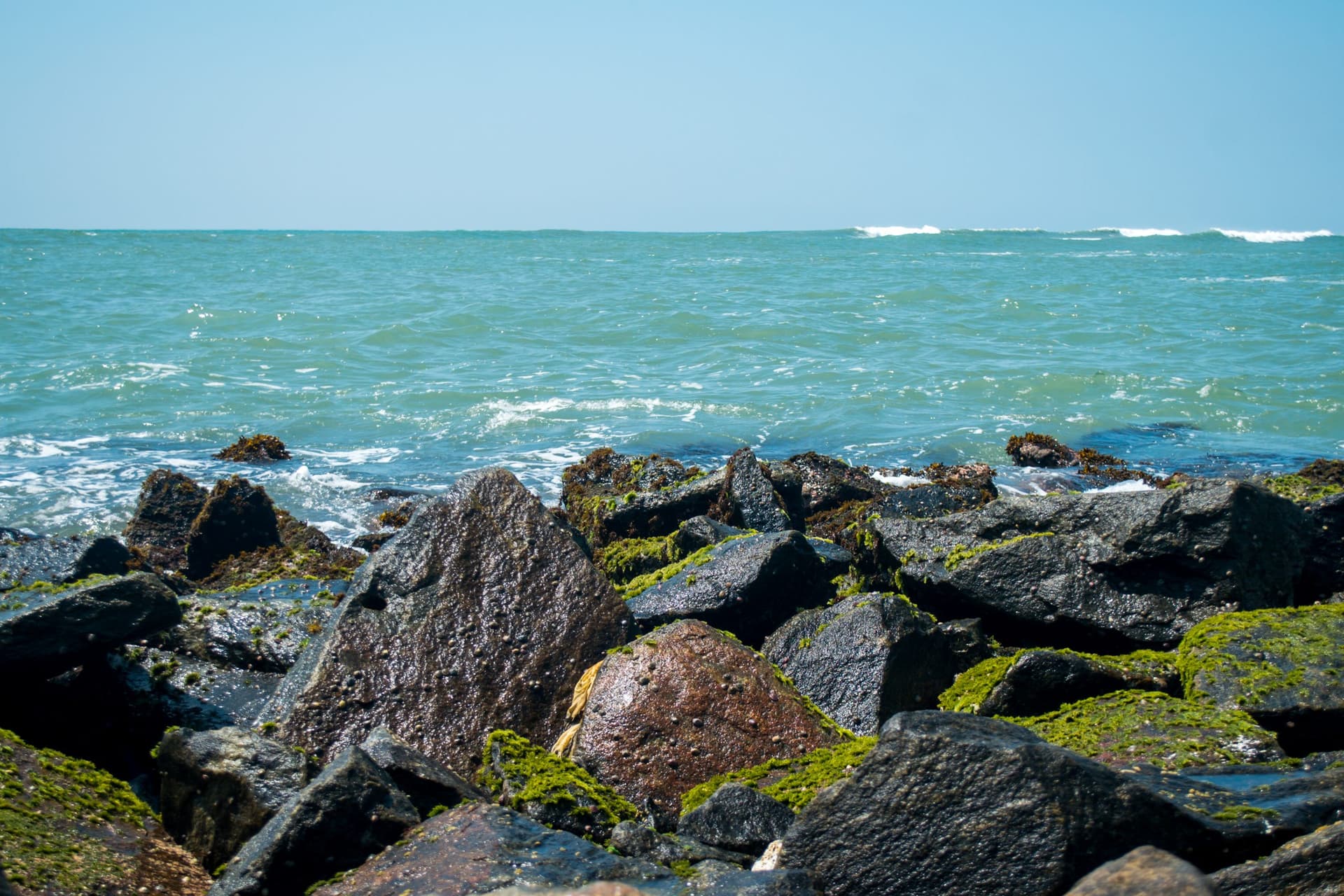 Closer look of rocks in Kanyakumari Beach