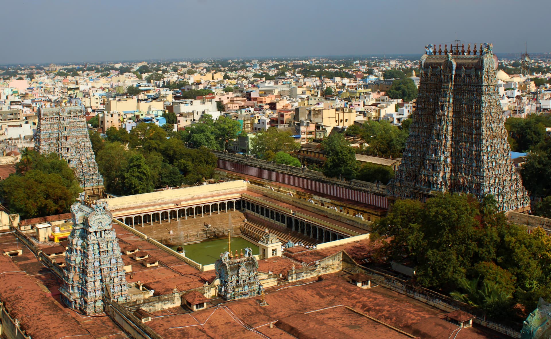 Aerial view of the Madurai Meenakshi Temple