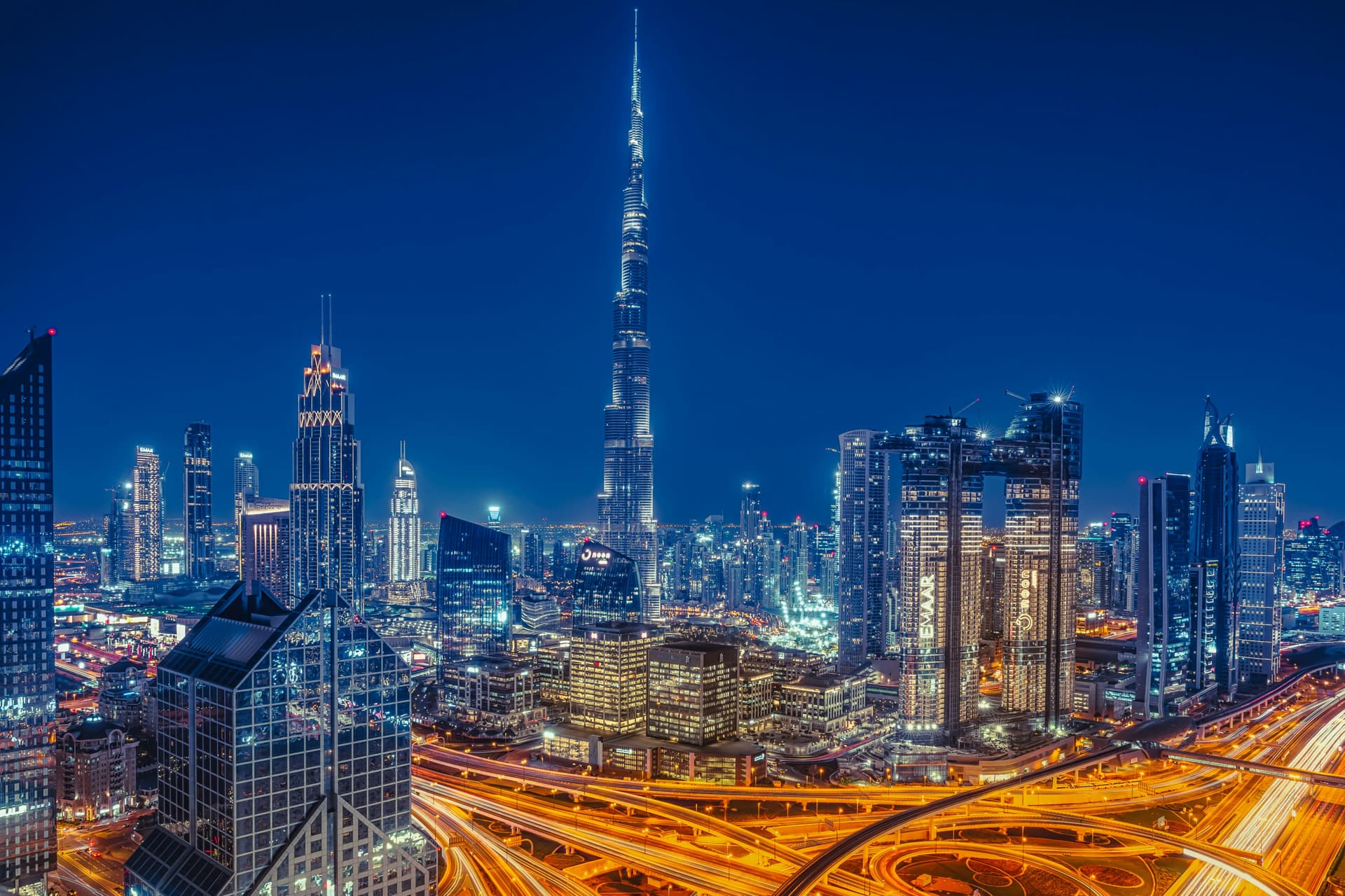 Dubai city at night