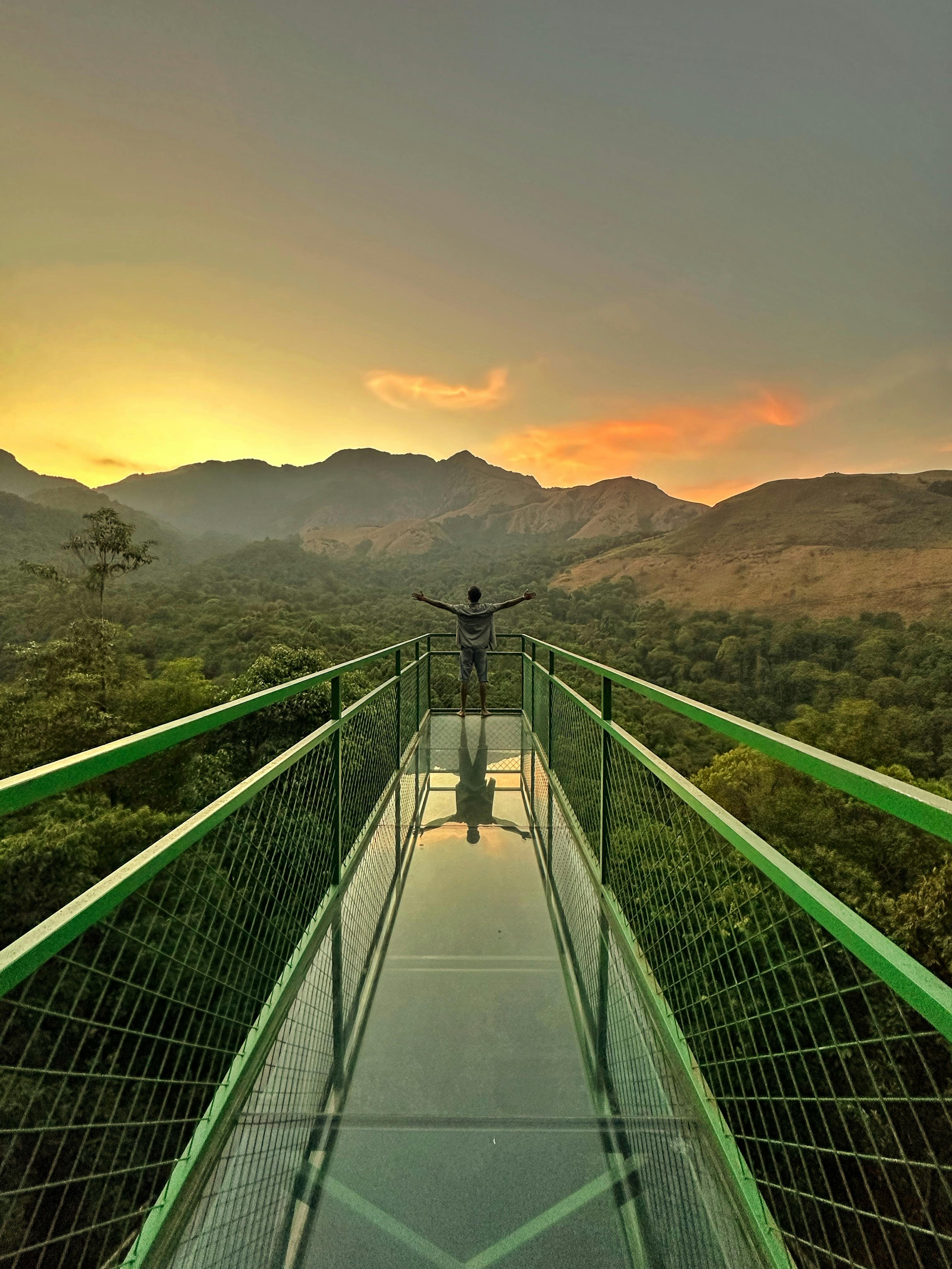 Wayanad Weekend Getaway: Panoramic Mountain Vista from the Glass Bridge